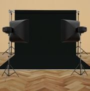 Stüdyo Teknik 270X580Cm Siyah Taşınabilir Kumaş Fon Perdesi