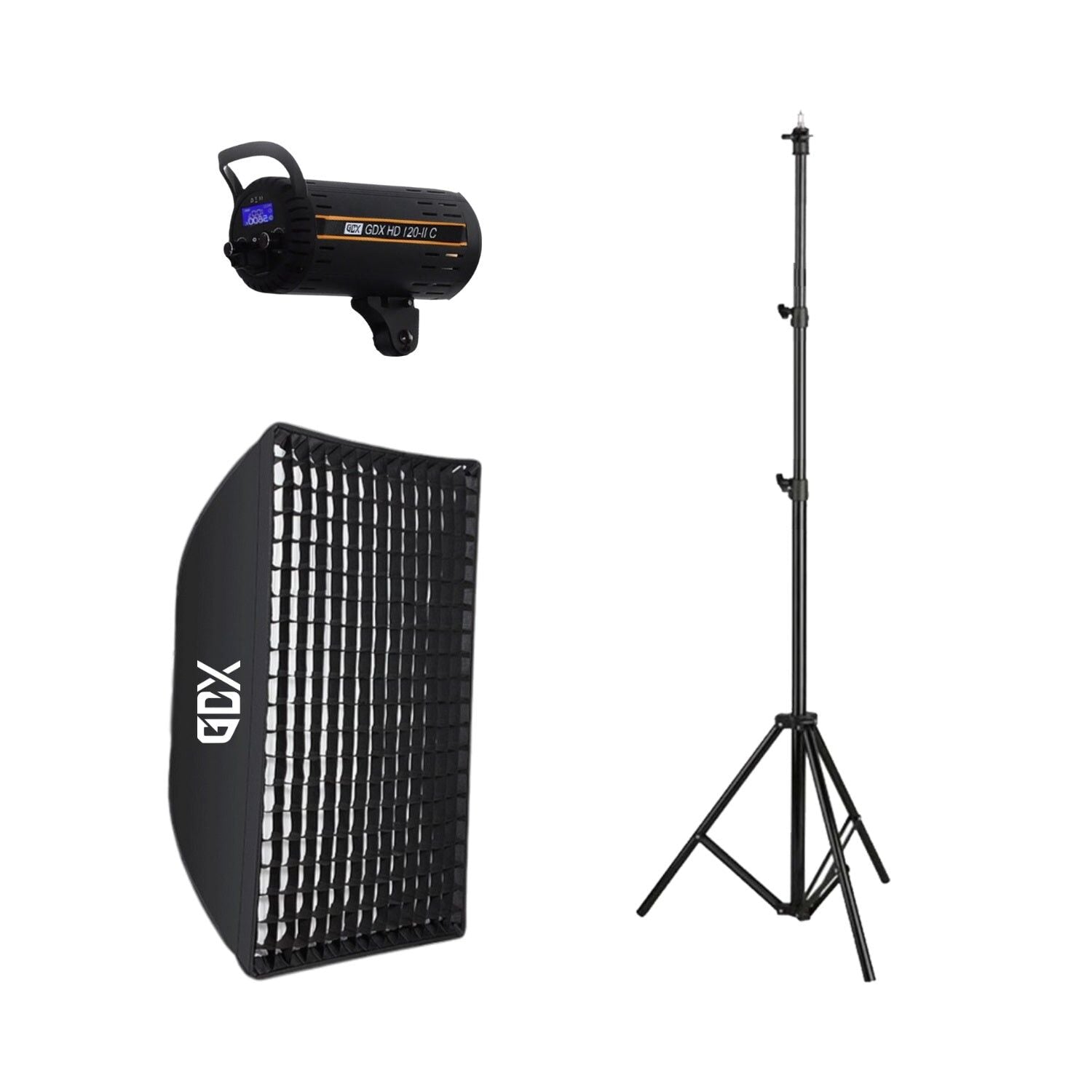 GDX HD-120II C BiColor LED Video Işığı 120W Tekli Set 60x90 Gridli Softbox Işık Ayağı