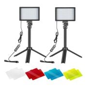 GDX SFT-120C 2'li LED Panel Işık Seti Masaüstü Standlı Renkli Filtreli Vlog Yayıncı Işığı