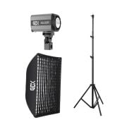 GDX ML60RGB 60W RGB Bataryalı Led Tekli Set 60x90 Gridli Softbox 2.6m Işık Ayaklı