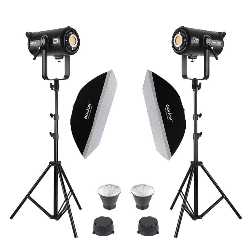 GDX EXC-220C-II Bi-Color LED Video Işığı 2’li Set 460W 2x 60x90 Softbox 260cm Ayak Tam Set