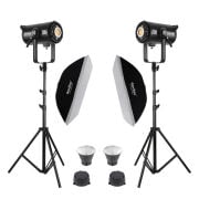 GDX EXC-220C-II Bi-Color LED Video Işığı 2’li Set 460W 2x 60x90 Softbox 260cm Ayak Tam Set