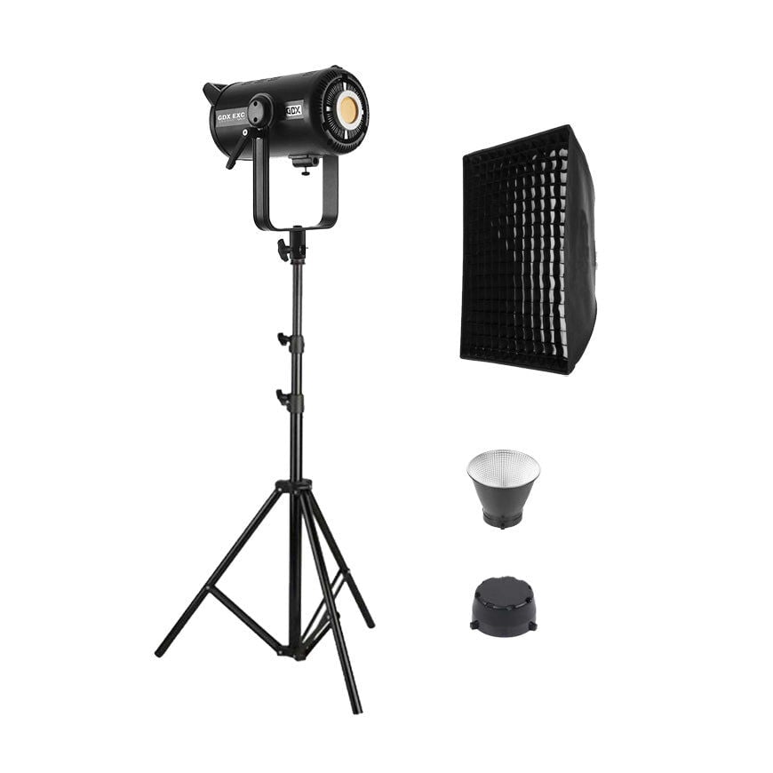 GDX EXC-220C-II Bi-Color LED Video Işığı 230W Full Set 60x90 Gridli Softbox 260cm Kalın Ayak