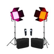 GDX CF-1500R 2’li RGB LED Video Işığı Seti 336W Bi-Color ve RGB 36000 Renk Profesyonel Panel LED Set