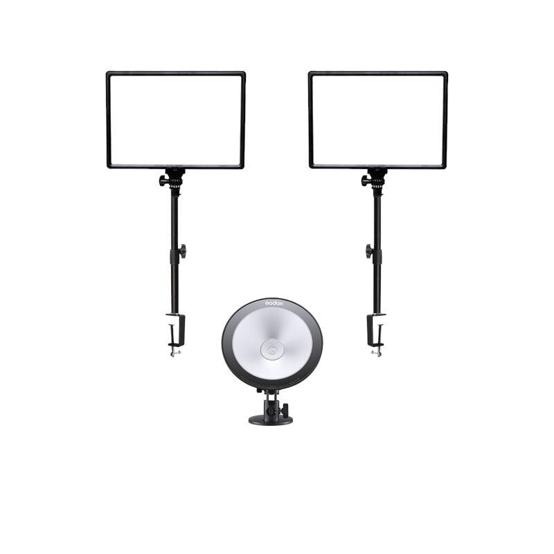 GDX PRO GX-300 2'li Bataryalı Soft Light Set ve Godox CL10 RGB Profesyonel Yayıncı Seti