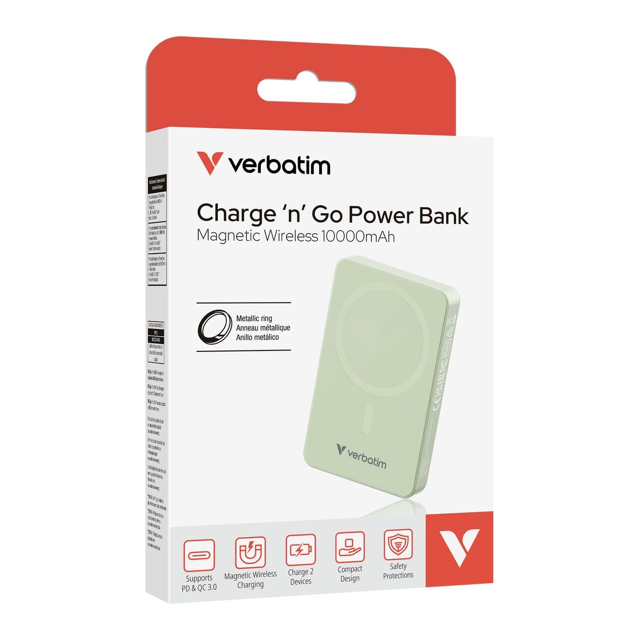 Verbatim 10000 Mah Manyetik Kablosuz (Magsafe) 15W Powerbank 20W PD Yeşil Renk Kablo Dahil-(32228)