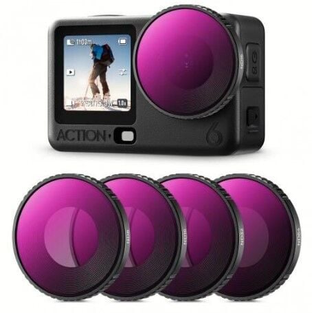 K&F NANO-X ND8 ND16 ND32 ND64 4'lü Filtre Kiti DJI Osmo Action 6 ile uyumlu Filtre