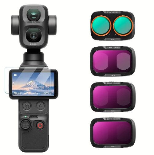 K&F Concept Dji Osmo Pocket 4P İçin 4 Parça Filtre Seti (CPL + ND16 + ND64 + ND256) – (Plastik) .