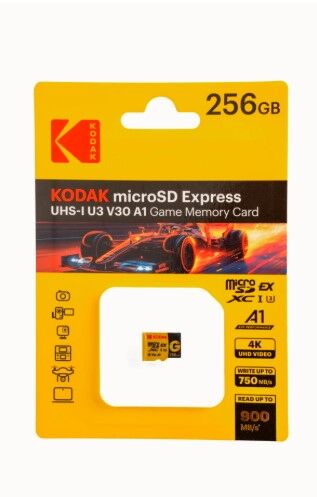 Kodak 256GB UHS-I U3/V30/A1 Express Micro SD Oyun Kartı SD7.1 (900MB/s-750MB/s)