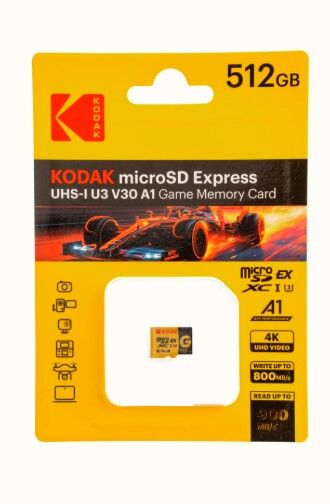 Kodak 512GB UHS-I U3/V30/A1 Express Micro SD Oyun Kartı SD7.1 (900MB/s-800MB/s)