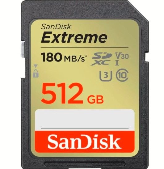 SanDisk Extreme 512GB 180MB/s SD UHS-I 4K UHD Hafıza Kartı SDSDXVV-512G-GNCIN