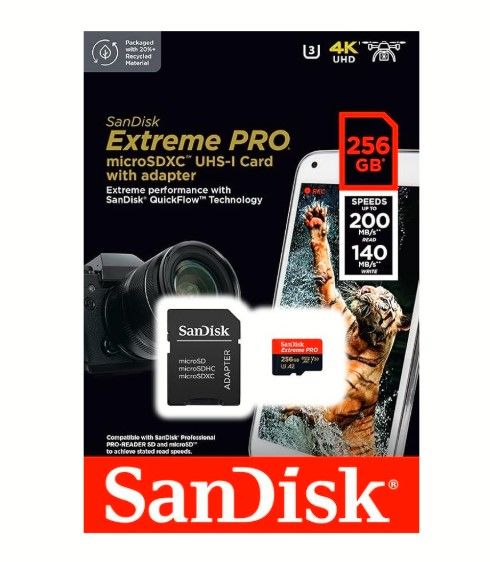 SanDisk Extreme Pro microSD UHS I Card 256GB  200MB/s