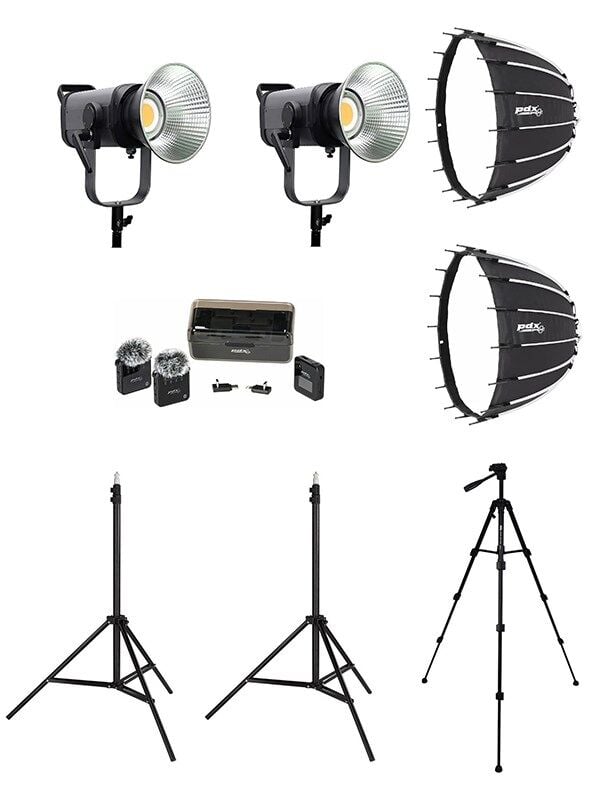 COBAC 200 Stüdyo Işığı (2) + 3 Mt Işık Ayağı (2) + SL90 Softbox (2) + 307 Tripod + M29 Mikrofon Işık Seti