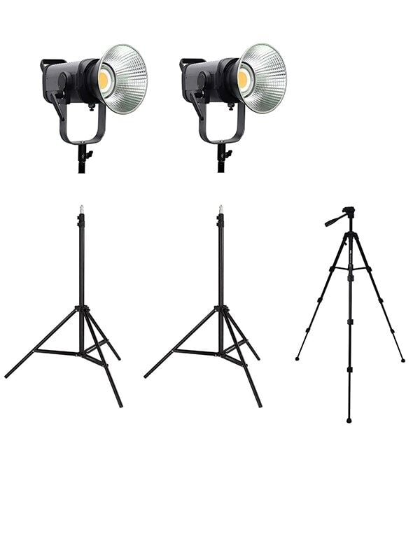 COBAC 200 Stüdyo Işığı (2) + 3 Mt Işık Ayağı (2) + 307 Tripod Işık Seti