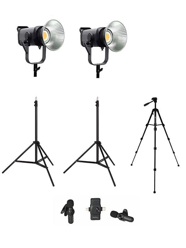 COBAC 200 Stüdyo Işığı (2) + 3 Mt Işık Ayağı (2) + 307 Tripod + V6 Mikrofon Işık Seti