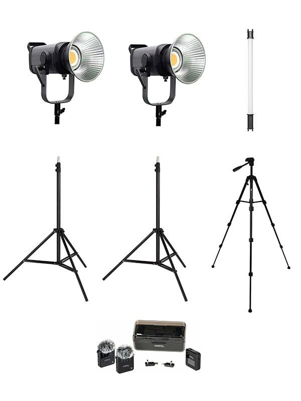 COBAC 200 Stüdyo Işığı (2) + 3 Mt Işık Ayağı (2) + 307 Tripod + M29 Mikrofon + HDL60 Işık Işık Seti