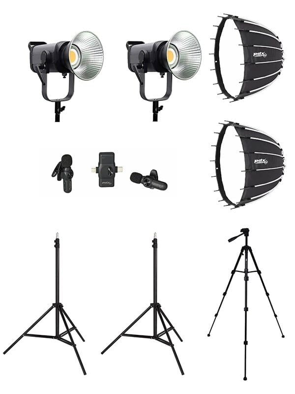 COBAC 300 Stüdyo Işığı (2) + 3 Mt Işık Ayağı (2) + SL70 Softbox (2) + 307 Tripod + V6 Mikrofon Işık Seti