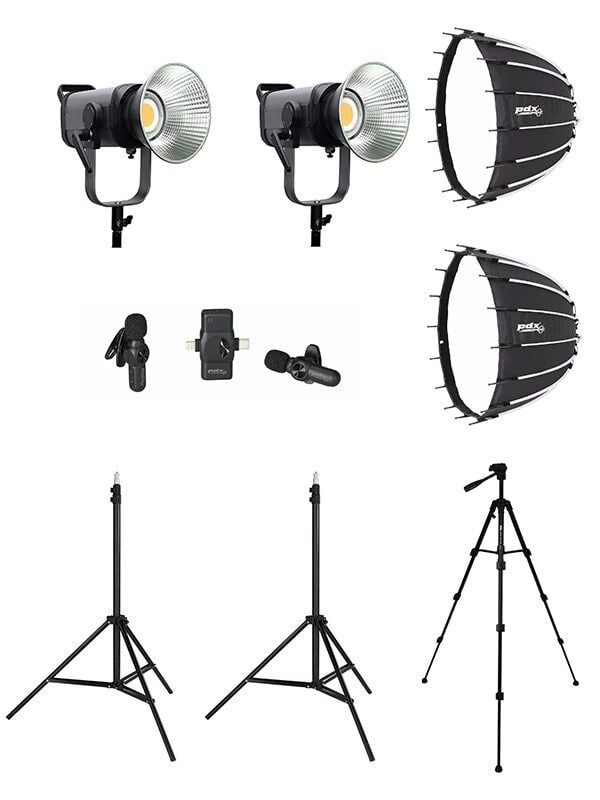 COBAC 300 Stüdyo Işığı (2) + 3 Mt Işık Ayağı (2) + SL90 Softbox (2) + 307 Tripod + V6 Mikrofon Işık Seti