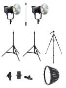 COBAC 300 Stüdyo Işığı (2) + 3 Mt Işık Ayağı (2) + 307 Tripod + SL90 Softbox (2) + HDL60 Işık + V6 Mikrofon Işık Seti