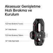 FALCAM F22 Quick Release to NATO Rail Adapter Montaj Aparatı Siyah - F22A3807B