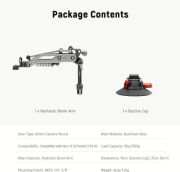 NEEWER GA022 Esnek Hidrolik Boom Kolu Vantuzu (GoPro Hero, DJI Osmo Pocket 3, Insta360 Uyumlu)