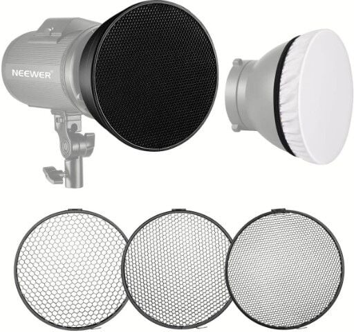 NEEWER 7 İnç Reflektör ve 20°/40°/60° Petek Izgara Seti