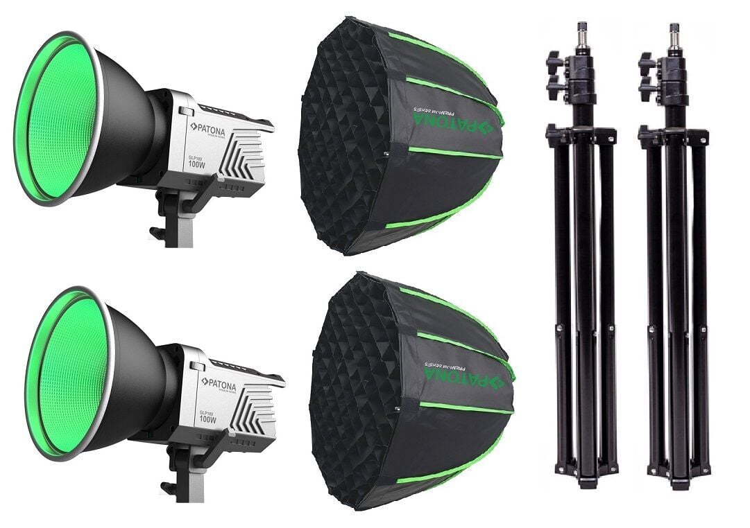 PATONA 4167 Premium GLP100 100W RGB Hızlı Kurulum  60cm Octagon Softbox  Cob Led-Stüdyo Işığı Çiftli Kit