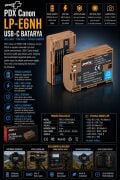 PDX Canon LP-E6NH USB-C Batarya | Hızlı Şarj | Yeni Nesil