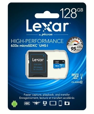 Lexar 128GB  633x microSDXC UHS-I 100MB/s read 70MB/s write