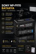 PDX Sony NP-F970 Batarya | 9700mAh | LED Göstergeli