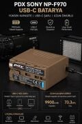 PDX Sony NP-F970 USB-C Batarya | 9900mAh | USB-C Şarjlı