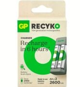 GP E221 USB Pil Şarj Cihazı 2 Adet 2600mAh AA Kalem Pilli Set