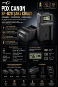 PDX Canon BP-828 Şarj Cihazı | Stabil Şarj | Canon Uyumlu