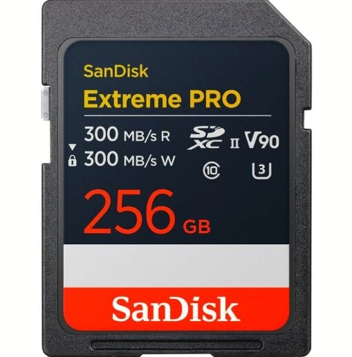 SanDisk Extreme Pro 256GB 300/300MB/s SDXC V90 UHS-II U3 8K/4K UHD Hafıza Kartı