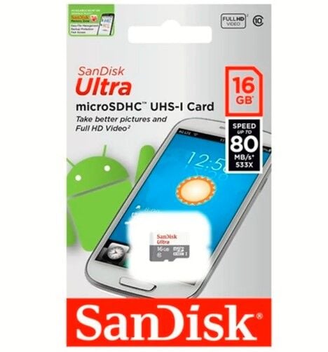 Sandisk 16GB 80MB/s SDSQUNS-016G-GN3MN MicroSD Hafıza Kartı