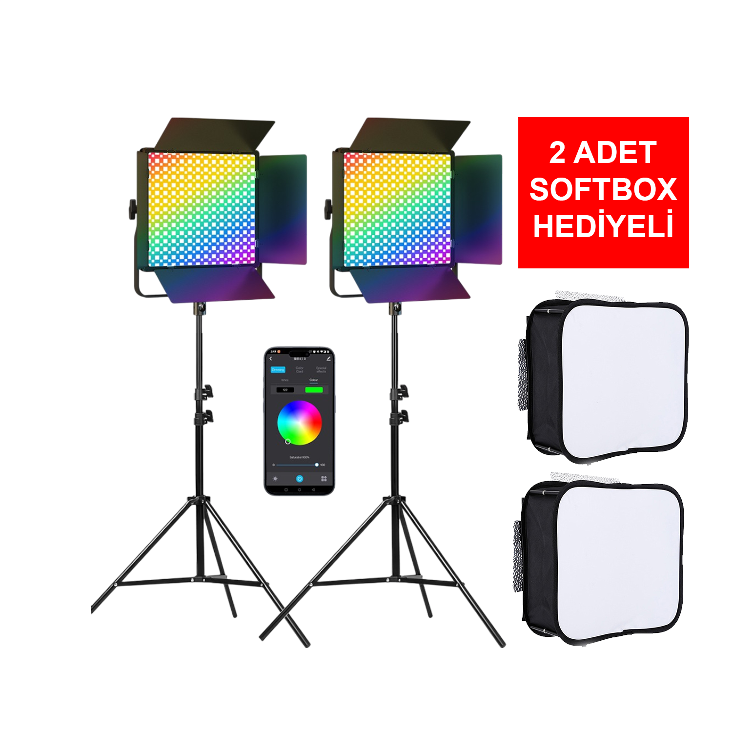Gdx CF-900R Rgb Led İkili Video ve Fotoğraf Işık Seti