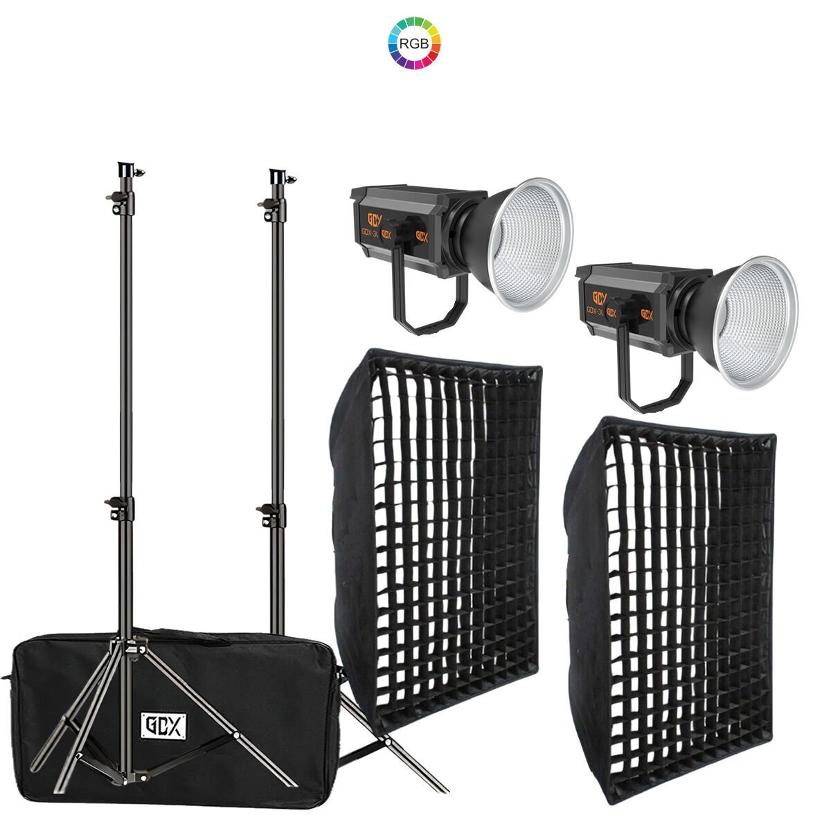 Gdx 300 RGB III Profesyonel İkili Fotoğrafçılık ve Video Renkli Dolgu Işığı Seti