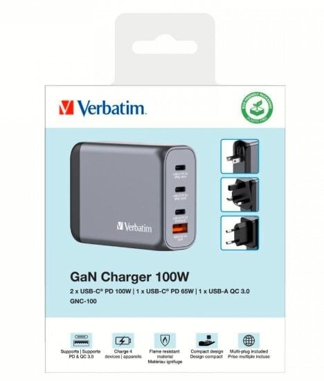 VERBATIM 32202 - V GNC-100 GaN Charger 100W