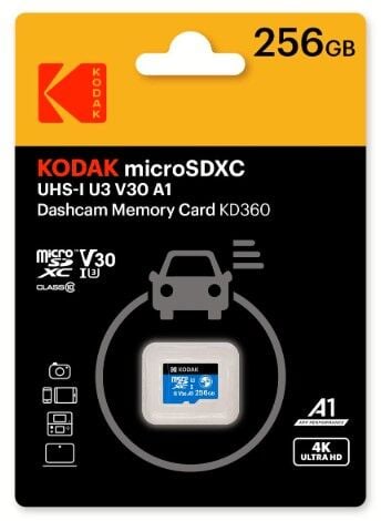 Kodak 256GB UHS-I U3/V30/A1 Araç Kamerası İçin Micro SD Kart KD360
