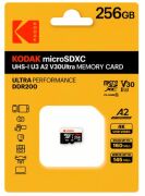 Kodak 256GB UHS-I U3 A2 V30Ultra Micro SD Hafıza Kartı (Pocket Kameralarla Uyumlu) (160MB/s - 145MB/s)