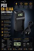 PDX Nikon EN-EL14A Şarj Cihazı | Hızlı Şarj | Nikon Uyumlu