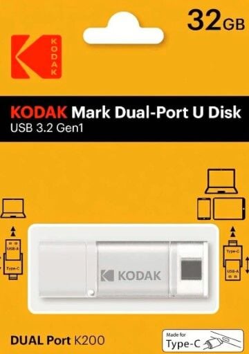Kodak 32GB 3.2 Gen1 Type-C + USB Bellek (K200W)