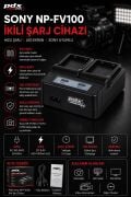 PDX Sony NP-FV100 İkili Şarj Cihazı | Sony Uyumlu