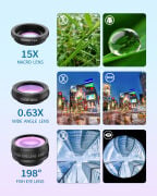 Apexel 18X Telefoto 4'ü 1 Arada Lens Kiti