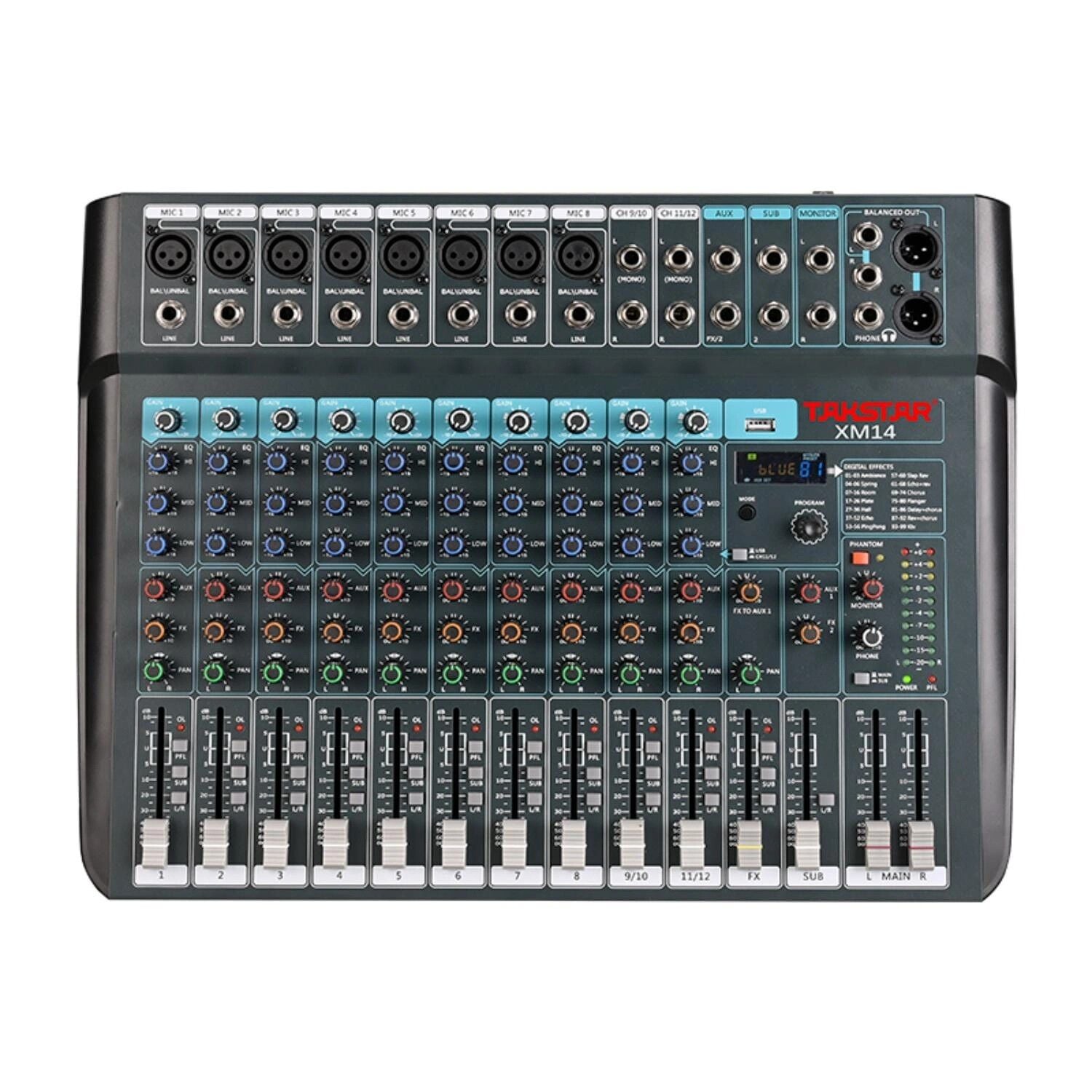 Takstar 12 Kanal LCD Ekranlı Analog Mixer
