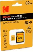 KODAK 32GB UHS-I U3/V30/A1 Micro SD Hafıza Kartı + Adaptör (Sarı)