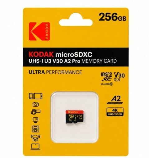 Kodak 256GB Micro SD UHS-I U3 V30PRO Hafıza Kartı