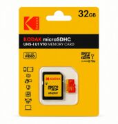 Kodak 32GB Micro SD UHS-I C10 U1 V10 Kart + Adaptör (Kırmızı)