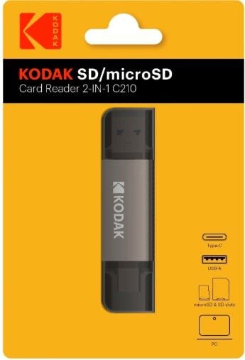 Kodak SD ve Micro SD Kart Okuyucu Type-C + USB (2-IN-1) C210